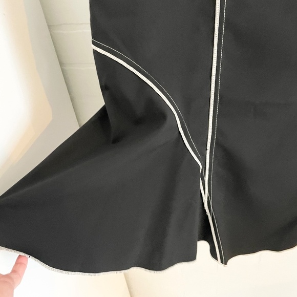 Vintage Y2K Midi Skirt Black Cream Asymmetrical Mermaid Wool blend Sz 12 - Picture 7 of 10